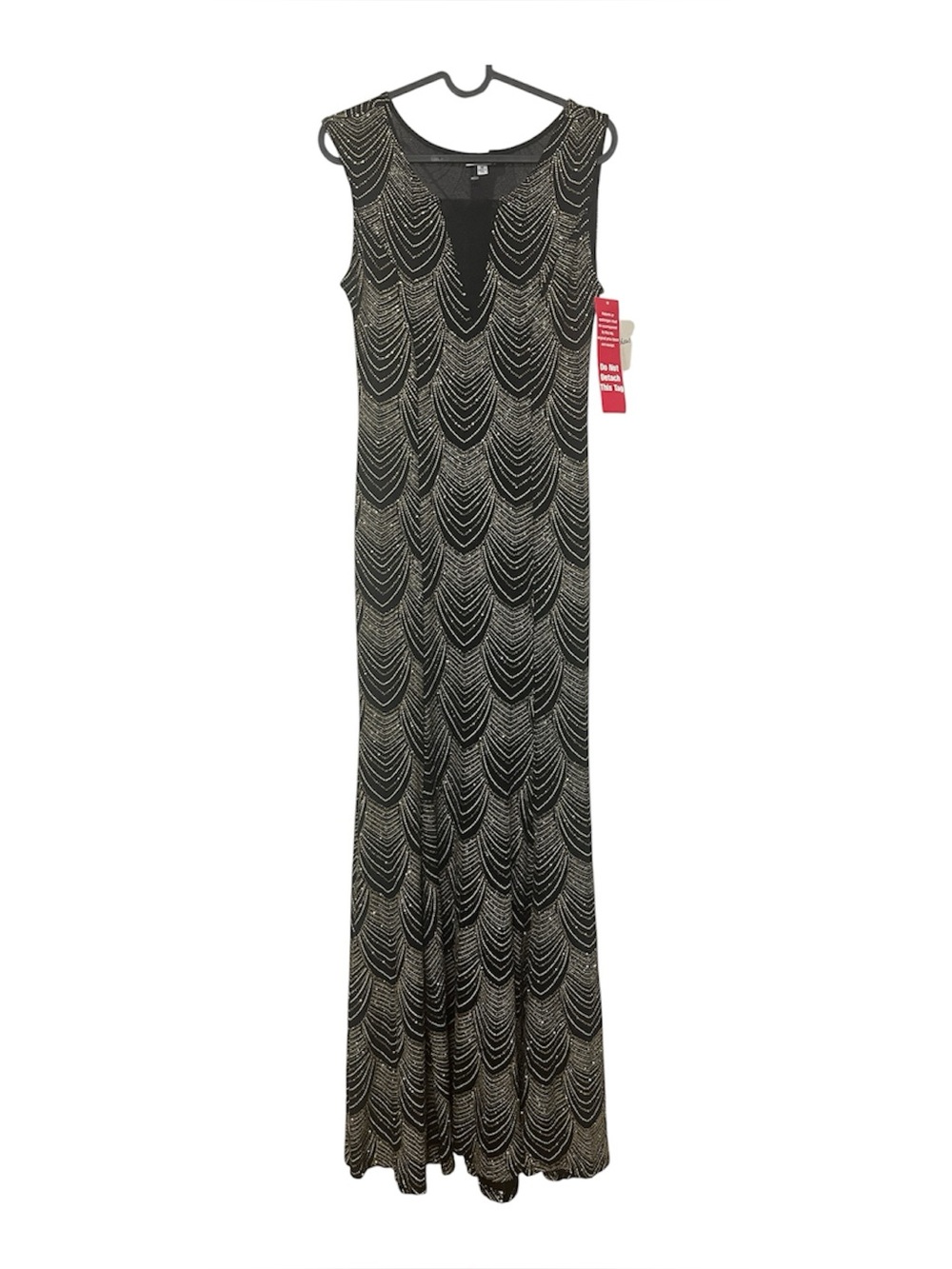 Olivia Matthews Black and Gold Beaded Maxi Dress